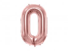 Folinis balionas "0", rožinis auksas (86cm)